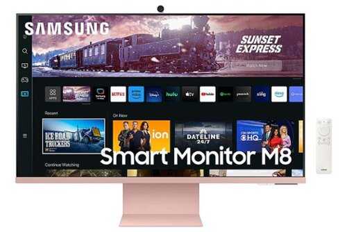 Rent to own Samsung - 27" M80C 4K UHD Smart Monitor with Streaming TV and SlimFit Camera Included - Pink