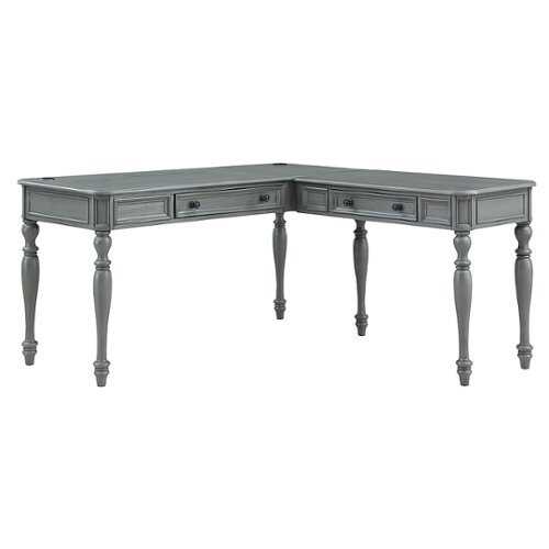 Rent to own OSP Home Furnishings - Country Meadows L-Shaped Desk with Power - Plantation Grey
