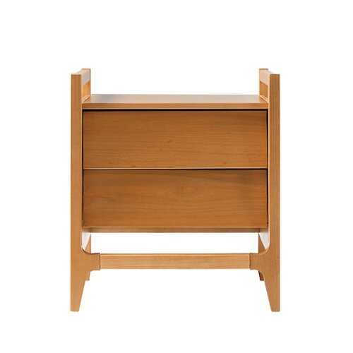 Rent to own Walker Edison - Mid-Century Modern Solid Wood 2-Drawer Nightstand - Caramel