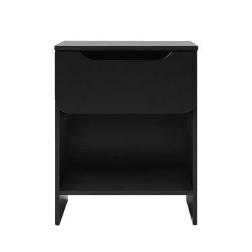 Rent to own Walker Edison - Modern 1-Drawer Nightstand with Cubby - Black