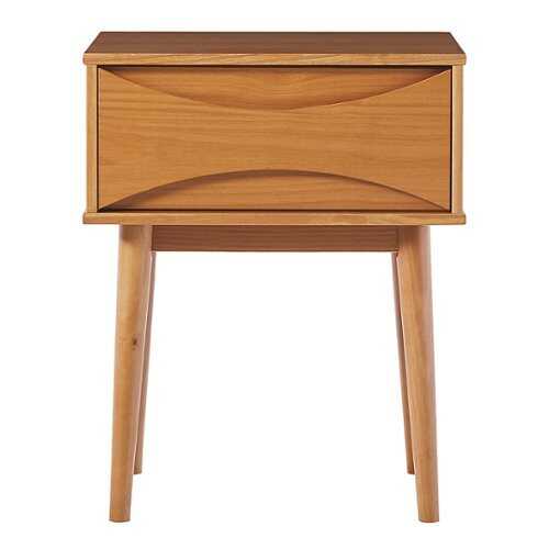 Rent to own Walker Edison - Mid-Century Modern Solid Wood 1-Drawer Nightstand - Caramel