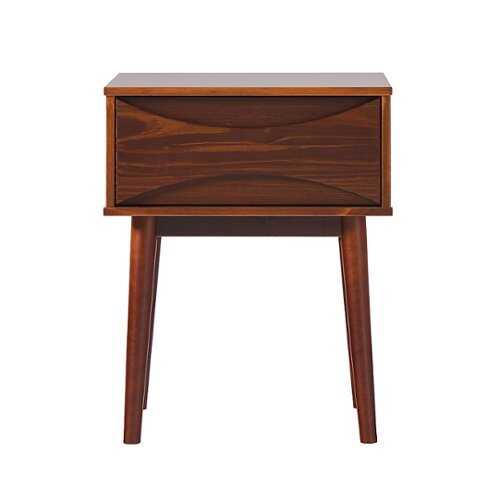 Rent to own Walker Edison - Mid-Century Modern Solid Wood 1-Drawer Nightstand - Walnut