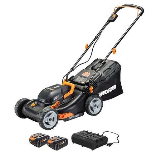 Rent to own WORX - WG743 40V 17" Walk Behind Lawn Mower with Grass Collection Bag and Mulcher (2 x 4.0 Ah Batteries and 1 x Charger) - Black