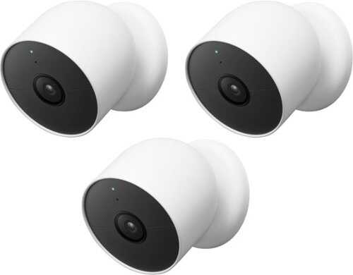Rent to own Google - Nest Cam 3 Pack Indoor/Outdoor Wire Free Security Cameras - Snow