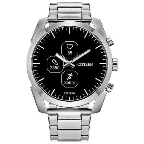 Rent to own Citizen - CZ Smart Unisex Hybrid 42.5mm Stainless Steel Smartwatch with Silvertone Stainless Steel Bracelet - Silver