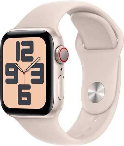 Rent to own Apple Watch SE 2nd Generation (GPS + Cellular) 40mm Starlight Aluminum Case with Starlight Sport Band - S/M - Starlight (Verizon)