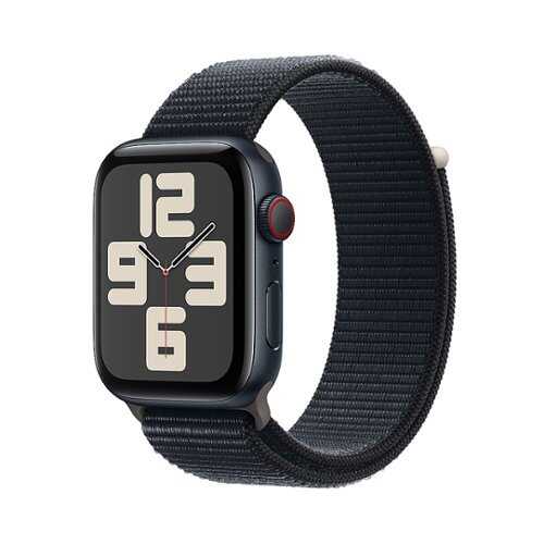 Rent to own Apple Watch SE (GPS + Cellular) 44mm Midnight Aluminum Case with Midnight Sport Loop - Midnight (Verizon)