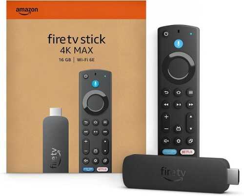 Rent to own Amazon - Fire TV Stick 2nd Gen 4K Max streaming device, Wi-Fi 6E, Ambient Experience, 16 GB, free & live TV - Black