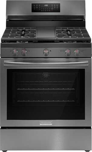 Rent to own Frigidaire - Gallery 5.1 Cu. Ft. Freestanding Gas Total Convection Range with Self Cleaning - Black Stainless Steel