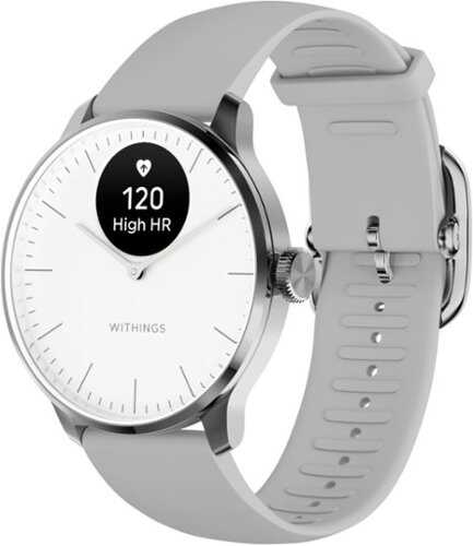 Rent to own Withings - ScanWatch Light -  Daily Health Hybrid Smartwatch - 37mm - White/Silver