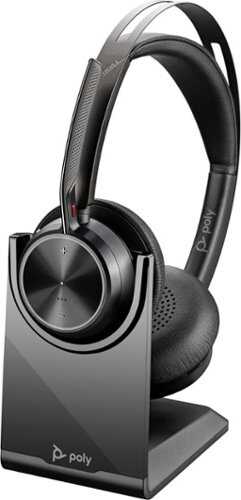 Rent to own HP - Poly Voyager Focus 2 Wireless Noise Cancelling On-Ear Headset with Charge Stand - Black