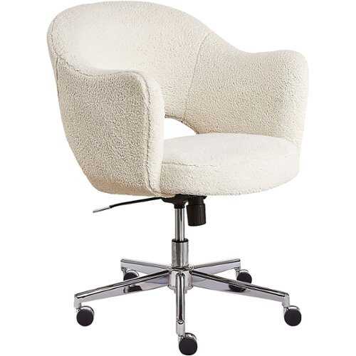 Rent To Own - Serta - Valetta Mid-Century Modern Faux Shearling Wool Home Office Chair - Cream