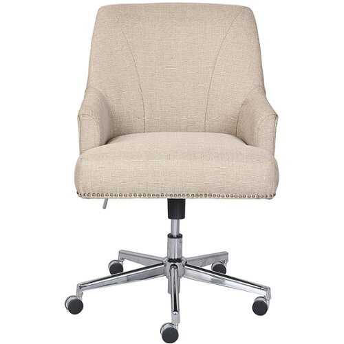 Rent To Own - Serta - Leighton Fabric Home Office Chair - Chrome/Light Beige