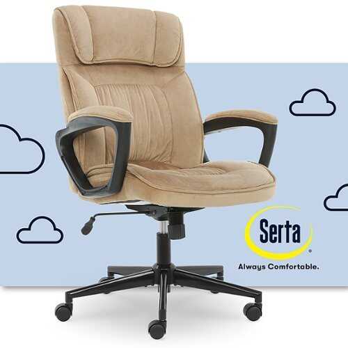 Rent To Own - Serta - Hannah Upholstered Executive Office Chair with Headrest Pillow - Soft Plush - Beige