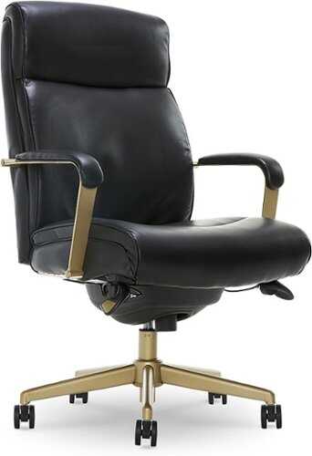 Rent to own La-Z-Boy - Modern Melrose Executive Office Chair with Brass Finish - Black