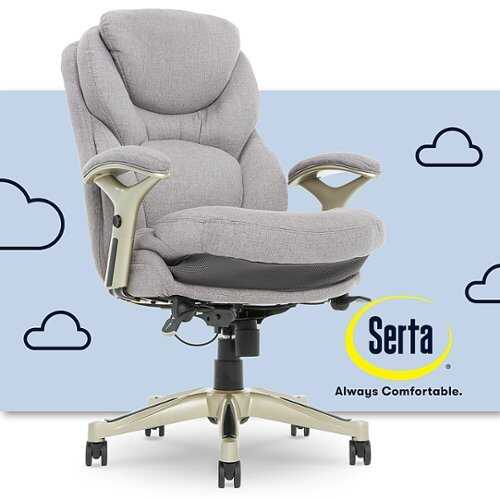 Rent To Own - Serta - Upholstered Back in Motion Health & Wellness Office Chair with Adjustable Arms - Fabric - Light Gray