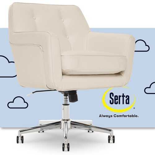 Rent to own Serta - Ashland Bonded Leather & Memory Foam Home Office Chair - Cream