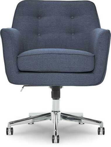 Rent to own Serta - Ashland Memory Foam & Twill Fabric Home Office Chair - Blue