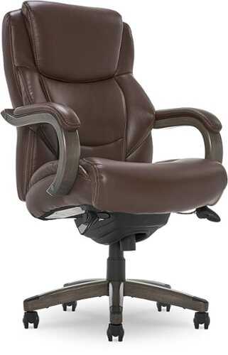 Rent to own La-Z-Boy - Delano Big & Tall Bonded Leather Executive Chair - Chocolate Brown/Gray Wood