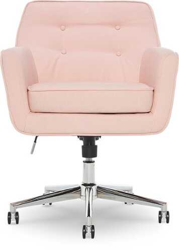 Rent to own Serta - Ashland Memory Foam & Twill Fabric Home Office Chair - Blush Pink