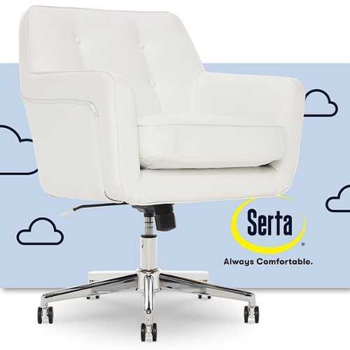 Rent to own Serta - Ashland Bonded Leather & Memory Foam Home Office Chair - White