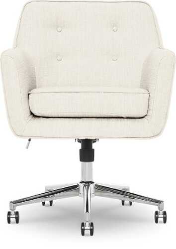 Rent to own Serta - Ashland Memory Foam & Twill Fabric Home Office Chair - Ivory