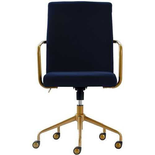 Rent to own Elle Decor - Giselle Mid-Century Modern Fabric Executive Chair - Gold/Velvet Blue