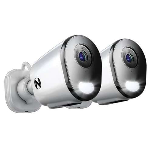 Rent To Own - Night Owl - Wi-Fi IP Plug In 4K HD Deterrence Cameras with 2-Way Audio and Audio Alerts and Sirens (2-Pack) - White