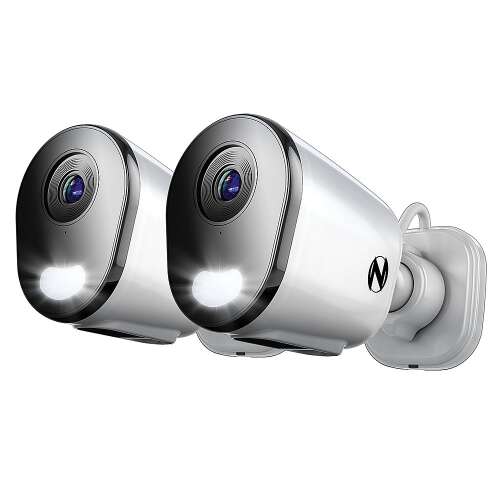 Rent To Own - Night Owl - Wi-Fi IP Plug In 2K HD Deterrence Cameras with 2-Way Audio and Audio Alerts and Sirens (2-Pack) - White