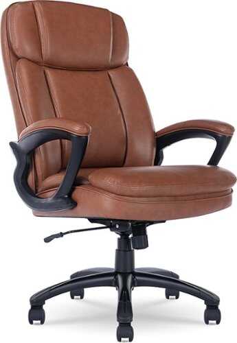 Rent to own Serta - Fairbanks Bonded Leather Big and Tall Executive Office Chair - Cognac