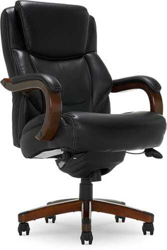 Rent to own La-Z-Boy - Delano Big & Tall Bonded Leather Executive Chair - Jet Black/Mahogany