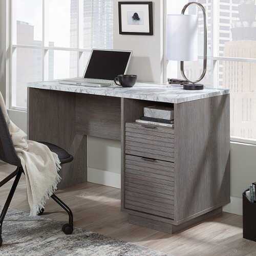 Rent to own Sauder - East Rock Single Ped Desk Ao - Ashen Oak