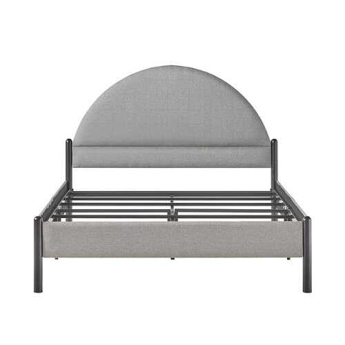 Rent to own Walker Edison - Modern Upholstered Curved-Headboard Queen Bedframe - Gray