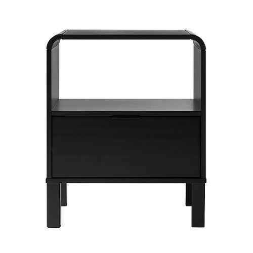 Rent to own Walker Edison - Modern Curved-Frame 1-Drawer Solid Wood Nightstand - Black