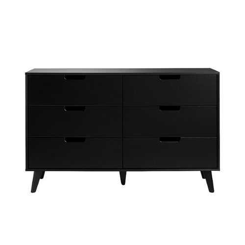 Rent to own Walker Edison - Simple Dresser with Six Cut Out Handles - Black