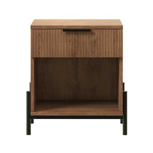 Rent to own Walker Edison - Modern Reeded-Front 1-Drawer Nightstand - Mocha