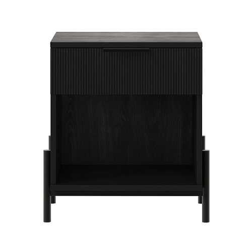 Rent to own Walker Edison - Modern Reeded-Front 1-Drawer Nightstand - Black