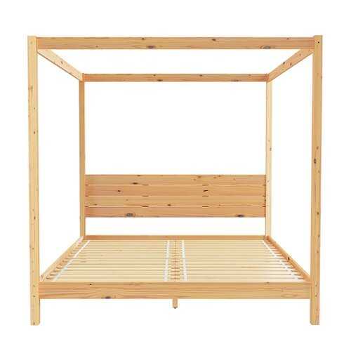 Rent to own Walker Edison - Minimalist Solid Wood Canopy King Bedframe - Natural Pine