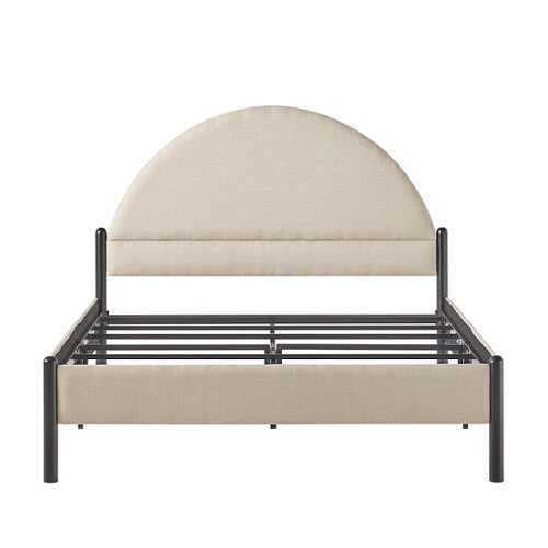Rent to own Walker Edison - Modern Upholstered Curved-Headboard Queen Bedframe - Oatmeal