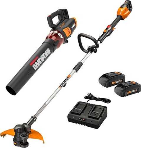 Rent to own Worx WG927 40V Power Share 13" Cordless String Trimmer & Leaf Blower Combo Kit (Batteries & Charger Included) - Black