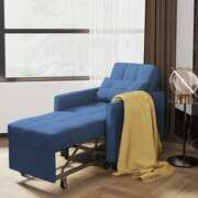 Rent to own Noelse Convertible Chair Bed 3 in 1, Multi-Functional Adjustable Recliner, Sofa, Bed, Single Bed Chair with Modern Linen Fabric, blue