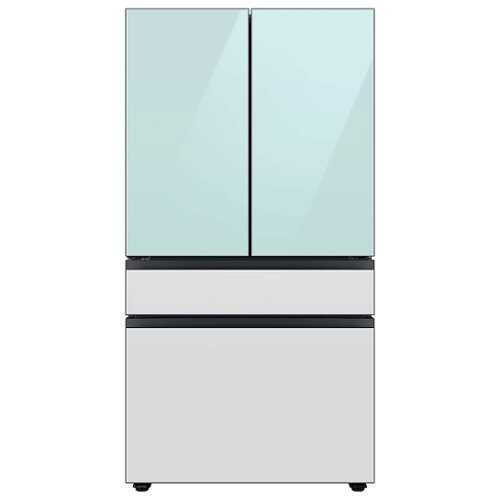 Rent To Own - Samsung - BESPOKE 23 cu. ft. 4-Door French Door Counter Depth Smart Refrigerator with Beverage Center - Morning Blue Glass