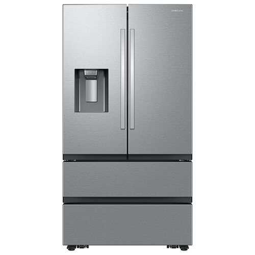 Rent to own Samsung - 25 cu. ft. French Door Counter Depth Smart Refrigerator with Four Types of Ice - Stainless Steel