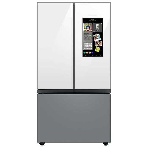 Rent To Own - Samsung - BESPOKE 24 cu. ft. 3-Door French Door Counter Depth Smart Refrigerator with Family Hub - Gray Glass