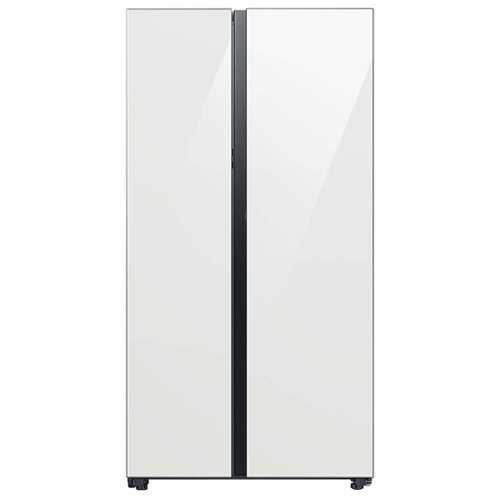 Rent to own Samsung - BESPOKE Side-by-Side Counter Depth Smart Refrigerator with Beverage Center - White Glass