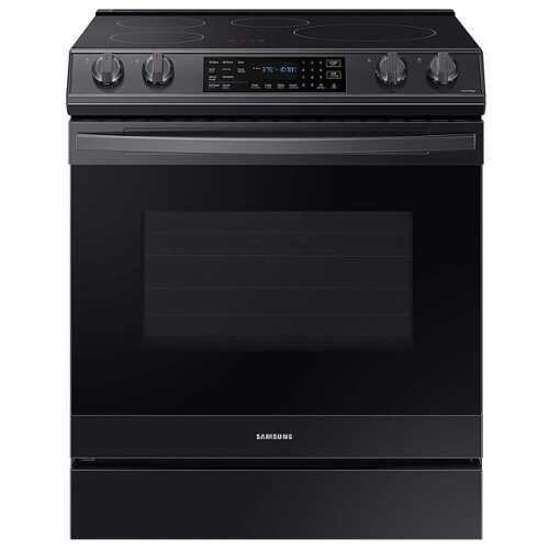Rent to own Samsung - 6.3 cu. ft. Smart Instant Heat Slide-in Induction Range with Air Fry & Convection+ - Black Stainless Steel