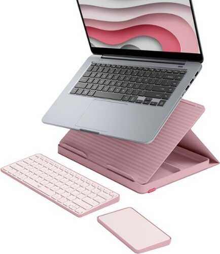 Rent to own Logitech - Casa Pop-Up Desk Work From Home Kit Compact Wireless Keyboard, Touchpad and Laptop Stand for Laptop/MacBook (10” to 17”) - Bohemian Blush