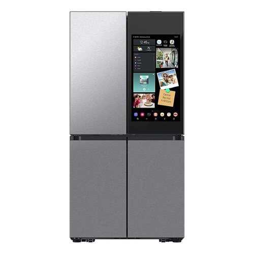 Rent to own Samsung - Bespoke 23 Cu. Ft. 4-Door Flex French Door Counter Depth Refrigerator with AI Family Hub+ and AI Vision Inside - Stainless Steel