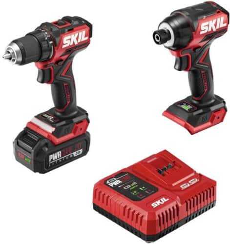 Rent to own SKIL PWRCORE 20 Brushless 20V Compact Drill Driver and Impact Driver Kit - black/Red