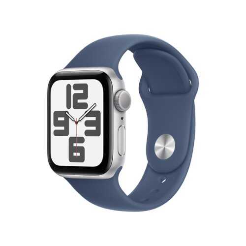 Rent to own Apple Watch SE (GPS) 40mm Aluminum Case with Denim Sport Band - S/M - Silver